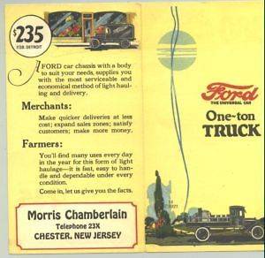 1922 Ford One Ton Truck Brochure /Morris Chamberlain, Chester, NJ