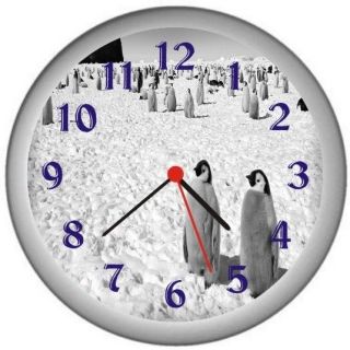 New Baby Emperor Penguins Home Room Wall Decor Clock Gift