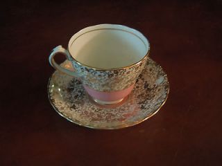 Royal Chelsea England Fine Bone China Pink & Gold Cup & Saucer