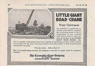 1920 Locomotive Crane Co Champaign IL Ad Little Giant