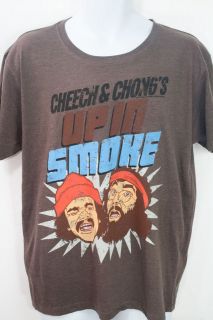 Men Brown Graphic Tee Shirt Cheech & Chongs Up In Smoke