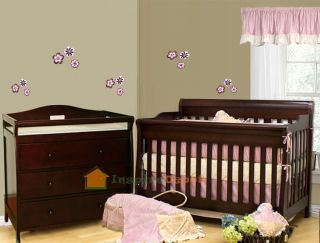   ASPEN SOLID WOOD CHERRY CONVERTIBLE BABY CRIB DRESSER CHANGING TABLE