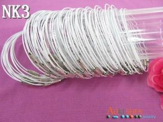 10pcs White Stainless Steel Wire Cord Choker Cable crimp 9 bracelet 