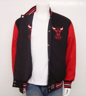 JH DESIGN MENS CHICAGO BULLS TWO TONED REVERSIBLE WOOL JACKET RED 