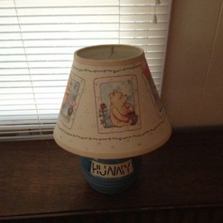 Classic Winnie The Pooh Hunny Pot Blue Lamp Lamp Used EUC
