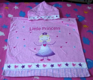  120x60cm Disney Princess Girl Kids Poncho Beach Bath Hooded Towel NEW