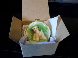 Wheaten Terrier Hand painted porcelain box kiln fired by Darci 