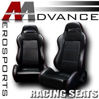   Black & Red Stitch Racing Seats+Sliders New 40 (Fits C30 Chevrolet