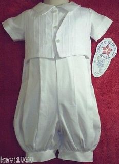 New Baby Boy White Christening Baptism Cotton Suit Outfit Size NB 3M 