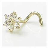 14KT Yellow Gold Nose Screw Ring Stud Large 4.5mm Christina Flower 20 
