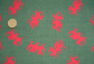 Welsh Dragon print organic cotton Wales Draig Goch