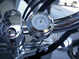 ¼ CHUBBY BAR MOTORCYCLE HANDLEBAR THERMOMETER WH​ITE FACE