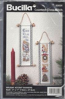 HOLIDAY ACCENT BANNERS CROSS STITCH KIT ~ BUCILLA