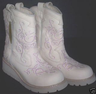 NEW ROPER Chunky Wedge Embroidered Boots Sand Pink 6.5