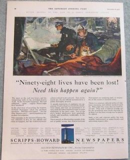 1927 SCRIPPS HOWARD NEWSPAPERS AD   Color Art By Rico Tomaso