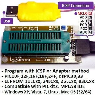 Bid3 iCA03 USB Microchip PIC/dsPIC/EEPR​OM ICSP/Zif Programmer Set 