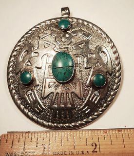 Mexican Silver Turquoise Amulet circa 1940’s New Mexico Native 