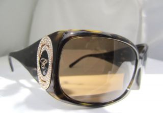 Chopard SCH 063S 0722 Sunglasses Brown Rhinestone ITALY Authentic Free 