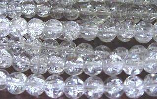 31STRAND CLEAR CRACK CRYSTAL GLASS BEADS 6MM SUPPLY EST 140 BEADS