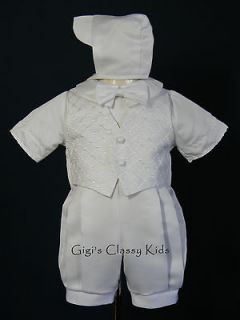 New Baby Boys White Romper Outfit Size 0 3 Months Christening 