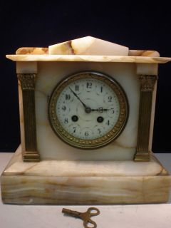Gorgeous French Onyx Mantel clock.Silver Medaille Vententi 1855.