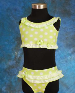 CLEARANCE SALE Girl Green Swimsuit Swimwear Swimming Costume 2pc 3 4T 