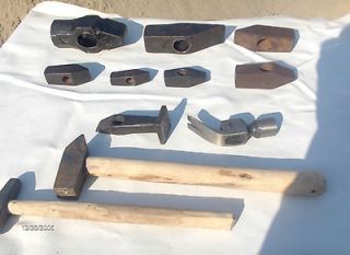 Blacksmith Carpenter job lot vintage 14 x hammer heads 2x Tongs