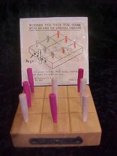 Tick Tack Toe Game Wood w/Original Box Vintage Made in Japan  11053