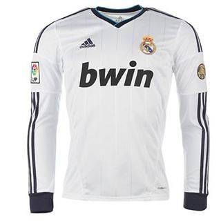 NEW ADIDAS MENS REAL MADRID HOME SHIRT 2012 2013 LONG SLEEVE  SIZE S M 