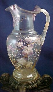 Antique Victorian Bohemian Hand Painted Enamel Art Glass Lemonade 