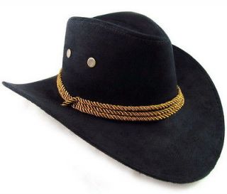   Hat Cap Cowboy Mens Western Large Womens w/ chin strap Black NEW