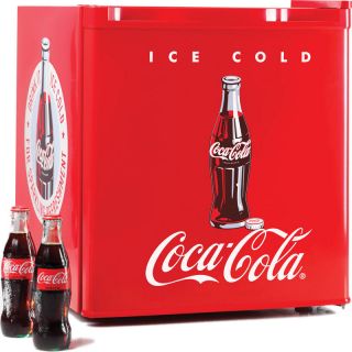 Coca Cola Mini Fridge w/ Top Ice Box Freezer, Compact Beverage Food 