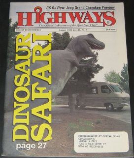 Highways RV Magazine  Good Sam Club August 1992 Dinosaur Safari