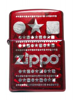 Zippo classic 28342 iced zippo stars candy apple red windproof lighter 