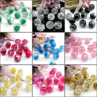50Pcs 8mm Round Glass Crackle Beads 10Colors 1 R0100