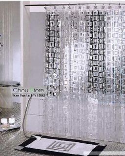 Bathroom Transparent Cubes PVC Shower Curtain E2