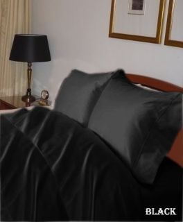1000TC Black Solid Bedding Collection 100% Egyptian Cotton All UK 