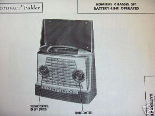 ADMIRAL 5F1, 5F11 & 5F12 PORTABLE RADIO PHOTOFACT