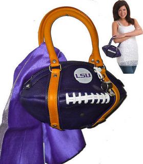   Leather Football Handbag Purple & Gold with Scarf Necklace Coin Purse