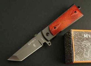 Browning M1911 8Cr14MoV Assisted Fast open Wood Survival Pocket knife 