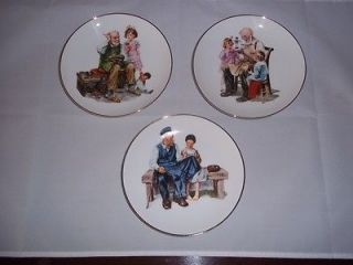 Three Norman Rockwell Collector Plates Cobbler Toy Maker Lighthouse 
