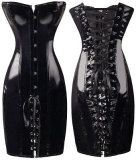 sexy black pvc lace up corset clubbing dress vampire goth