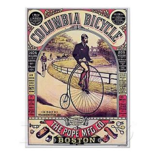 Columbia Bicycle Pope 1900s Ad US Manufacturer Poster