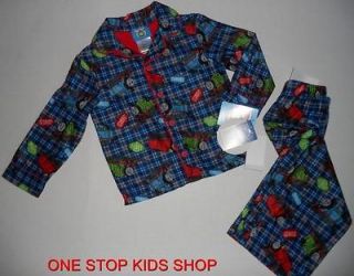  THE TRAIN Toddler Boys 2T 3T 4T Pjs Set FLANNEL PAJAMAS Shirt Pants
