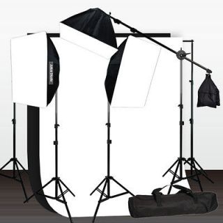   Backdrop Support Stand Photography Studio Video 3 Softbox Lighting Kit