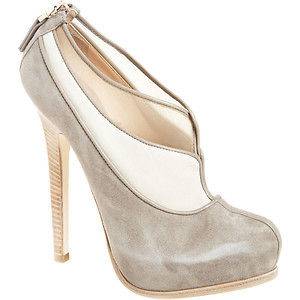 Fendi Grey Suede Mesh Platform Shoe Bootie Heels   size 38.5 NIB