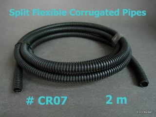   Black #CA6 Dia 7mm Split Flexible Corrugated Plastic Conduit x 2m
