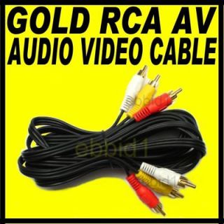 12 FT FOOT 3 RCA AV AUDIO VIDEO STEREO CABLE GOLD COMPOSITE VCR