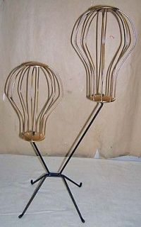 Store display Dbl hat rack stand retro cool gold black all steel made 