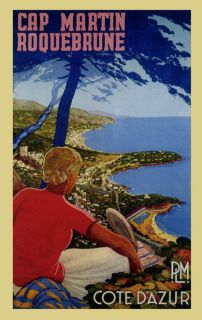Cap Martin Cote DAzur France French Tourism Travel Vintage Poster 